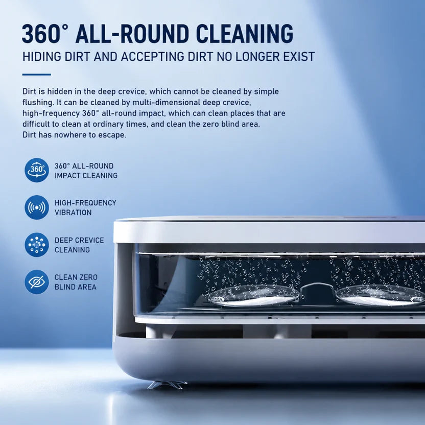 Ultrasonic Cleaner 48KHz with RGB Lights for Eyeglasses, Rings, Watches, Dentures