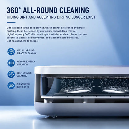 Ultrasonic Cleaner 48KHz with RGB Lights for Eyeglasses, Rings, Watches, Dentures