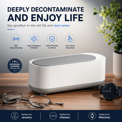Ultrasonic Cleaner 48KHz with RGB Lights for Eyeglasses, Rings, Watches, Dentures