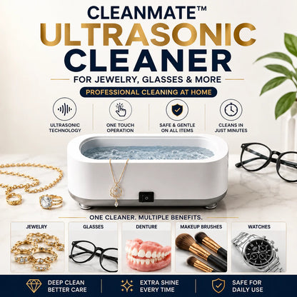 Ultrasonic Cleaner 48KHz with RGB Lights for Eyeglasses, Rings, Watches, Dentures